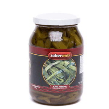 Chile poblano rajas 340 gr Sabormex