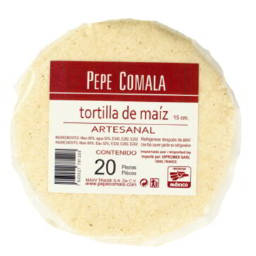 Tortilla maíz artesanal 15cm 20U 500g Pepe Comala