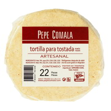 Tortilla para tostada 15cm 22U 500g Pepe Comala